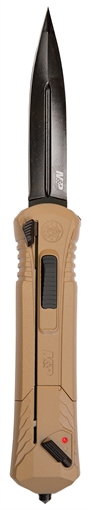 Picture of Smith & Wesson Knives M&P 3.50" OTF Spear Point Plain Black Oxide AUS-8A SS Blade 5.16" Flat Dark Earth Aluminum Handle 1092050
