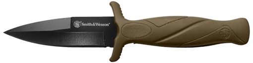 Picture of Smith & Wesson Knives H.R.T. Flase Edge 2.75" Fixed Plain Black Oxide Stainless Steel Blade Flat Dark Earth Rubber Handle Includes Sheath 1100073