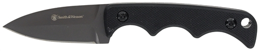 Picture of Smith & Wesson Knives H.R.T. Neck Knife Fixed Spear Point/Plain Titanium Nitride Coated 8Cr13MoV SS Blade/Black G10 Handle Includes Sheath 1193156