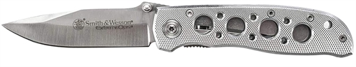 Picture of Smith & Wesson Knives Extreme Ops 3.22" Folding Drop Point Plain 7Cr15MoV SS Blade Aluminum Handle Includes Pocket Clip CK105HCP