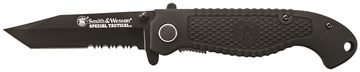 Picture of Smith & Wesson Knives Special Tactical 3.50" Folding Part Serrated Stainless Steel Blade 4.60" Black CKTACBSCP