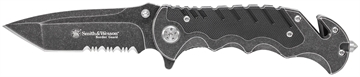 Picture of Smith & Wesson Knives Border Guard 3.50" Folding Part Serrated Stainless Steel Blade 4.80" Aluminum/G10 Handle Includes Pocket Clip SWBG10SCP