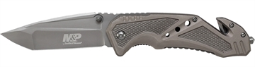 Picture of Smith & Wesson Knives M&P Rescue 3.79" Folding Tanto Plain 7Cr15MoV SS Blade Aluminum Handle Includes Pocket Clip SWP11GCP