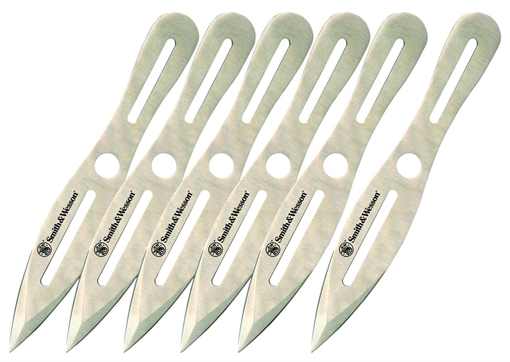 Picture of Smith & Wesson Knives Bullseye Throwing Knives 4.50" Fixed Spear Point Plain 2Cr13MoV SS Blade, 2Cr13 Stainless Handle, 8" OAL, 6 Pack SWTK8CP