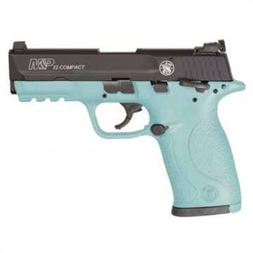 Picture of Smith & Wesson M&P 22 Compact Handgun .22 LR 10rd Magazine 3.6" Barrel Robin's Egg Blue with Black Slide USED 13300U