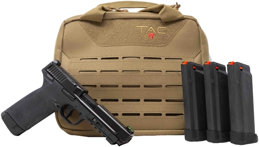 Picture of Smith & Wesson M&P 22WMR, Range Kit, Semi-automatic, Polymer Framed Pistol, Full Size, 22 WMR, 4.35" Barrel, Armornite Finish, Black, Optics Ready Slide For Shield SMSc Footprints, Manual Safety, Fiber Optic Front Sight, 30 Rounds, 4 Magazines, Includes Tac-Six Tactical Pistol Case 14347