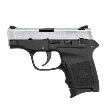 Picture of Smith & Wesson M&P Bodyguard 380 Engraved Handgun 380 ACP 6rd Magazine 2.75" Barrel Silver Slide with Black Frame USED 10110U
