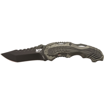 Picture of Smith & Wesson M&P M.A.G.I.C. Assist Liner Lock 4034 Stainless Steel Blade Gray Aluminum Handle w/Side Safety & Pocket Clip SWMP6