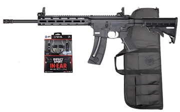 Picture of Smith & Wesson M&P 15-22 Sport, Semi-automatic Rifle, AR, 22LR, 16.5" Threaded Barrel, Black, 6 Position Collapsible Stock, 10" M&P Slim Handguard with Magpul M-LOK, Magpul Flip-Up Front and Rear Sights, 1 Magazine, 25 Rounds, Includes Howard Leight Impact Sport Ear Buds 14375