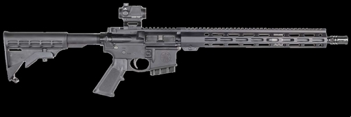 Picture of Smith & Wesson M&P 15, Sport III, Semi-automatic, AR, 223 Remington/556NATO, 16" Barrel, Anodized Finish, Black, Polymer Furniture, Includes Crimson Trace Compact Red Dot Sight, Free Float M-LOK Handguard, 6 Position Collapsible Stock, 10 Rounds, 1 Magazine 14406