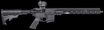 Picture of Smith & Wesson M&P 15, Sport III, Semi-automatic, AR, 223 Remington/556NATO, 16" Barrel, Anodized Finish, Black, Polymer Furniture, Fixed Stock, Includes Crimson Trace Compact Red Dot Sight, Free Float M-LOK Handguard, 10 Rounds, 1 Magazine 14208