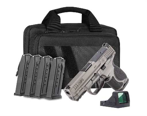 Picture of S&W M&P9 Metal M2.0 Handgun Bundle 9mm Luger 15rd Magazine(5) 3.6" Barrel Thumb Safety Viridian RFX11 and Savior Bag 14804