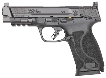 Picture of Smith & Wesson M&P M2.0, Striker Fired, Semi-automatic, Polymer Frame Pistol, Full Size, 10MM, 4.6" Barrel, Armornite Finish, Black, Optic Height White 3 Dot Sights, Thumb Safety, 10 Rounds, Optics Ready Slide, 2 Magazines 14091