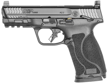 Picture of Smith & Wesson M&P M2.0, Striker Fired, Semi-automatic, Polymer Frame Pistol, Full Size, 10MM, 4" Barrel, Armornite Finish, Black, Optic Height White 3 Dot Sights, Thumb Safety, 10 Rounds, Optics Ready Slide, 2 Magazines 14092