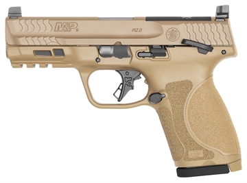 Picture of Smith & Wesson M&P M2.0, Striker Fired, Semi-automatic, Polymer Frame Pistol, Compact, 9MM, 4" Barrel, Cerakote Finish, Flat Dark Earth, Optics Ready Slide, Fixed Sights, Manual Thumb Safety, 10 Rounds, 2 Magazines 14100