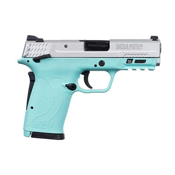 Picture of Smith & Wesson M&P9 M2.0 Shield EZ Handgun 9mm Luger 8rd Magazine 3.675" Barrel Robin's Egg Blue with Silver Slide USED 13317U