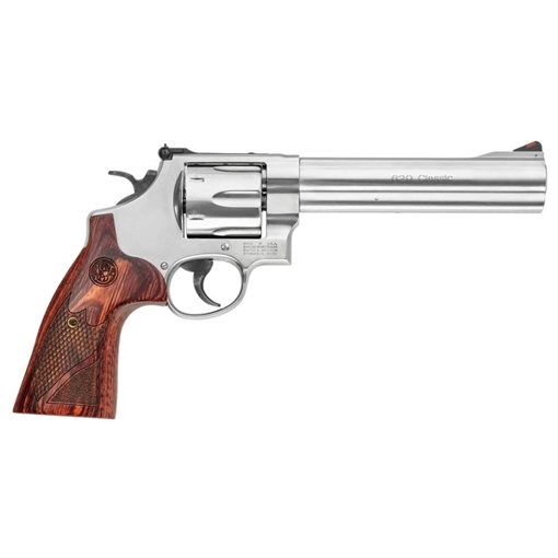 Picture of Smith & Wesson N Frame Model 629 Deluxe Handgun .44 Mag 6rd Capacity 6.5" Barrel Silver with Brown Grip USED 150714U