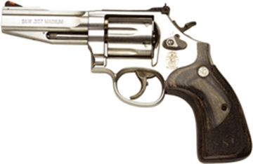 Picture of Smith & Wesson Model 686 Performance Center, Pro Series, Double/Single Action, Metal Frame Revolver, L-Frame, 357 Magnum, 4" Barrel, Stainless Steel, Matte Finish, Silver, Wood Grips, Adjustable Rear Sight, 6 Rounds 178012 022188780123