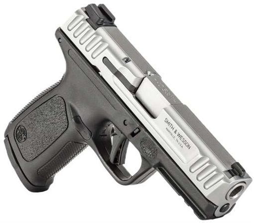 Picture of Smith & Wesson SD40 2.0, Striker Fired, Semi-automatic, Polymer Frame Pistol, Compact, 40 S&W, 4" Barrel, Satin Finish, Black Frame with Silver Slide, 3-Dot Sights, Adjustable Rear Sight, 10 Rounds, 1 Magazine 13937