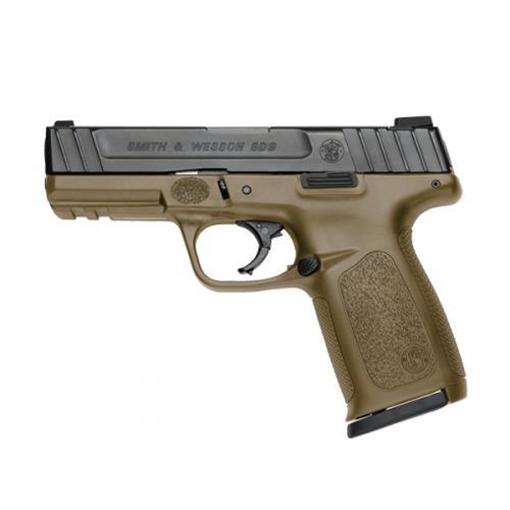 Picture of Smith & Wesson SD9 Handgun 9mm Luger 16rd Magazine 4" Barrel Black Slide with FDE Frame USED 11998U