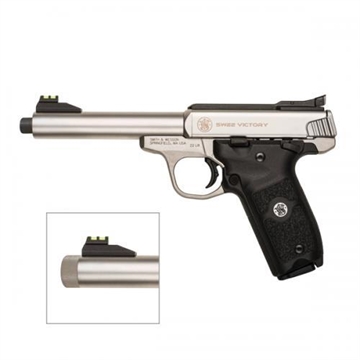 Picture of Smith & Wesson SW22 Victory Handgun .22 LR 10rd Magazines (2) 5.5" Threaded Barrel Silver with Black Grip USED 10201U