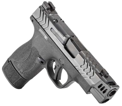 Picture of Smith & Wesson M&P9 Shield Plus, Performance Center, Striker Fired, Semi-automatic, Polymer Framed Pistol, Micro-Compact, 9MM, 4" Ported Barrel, Armornite Finish, Black, Front Night Sight, Blacked Out Rear Sight, No Manual Safety, Optic Ready, 3 Magazines, 1-10 Round, 1-13 Round, 1-15 Round 13990