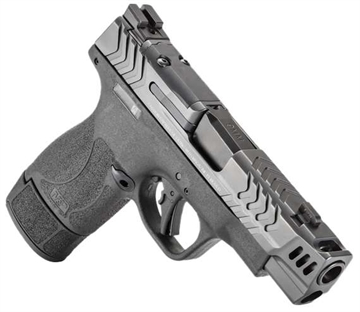 Picture of Smith & Wesson M&P9 Shield Plus, Performance Center, Striker Fired, Semi-automatic, Polymer Framed Pistol, Micro-Compact, 9MM, 4" Ported Barrel, Armornite Finish, Black, Front Night Sight, Blacked Out Rear Sight, No Manual Safety, Optic Ready, 3 Magazines, 1-10 Round, 1-13 Round, 1-15 Round 13990