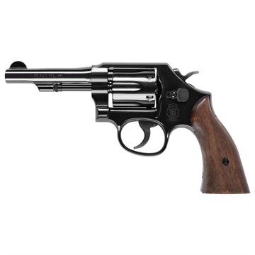 Picture of Smith & Wesson Model 10 Classic, Double Action/Single Action, Metal Frame Revolver, K-Frame, 38 Special +P, 4" Barrel, Carbon Steel, Blued Finish, Wood Grips, Fixed Sights, 6 Rounds, No Internal Lock 14074