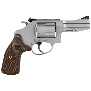 Picture of Smith & Wesson Model 60 Performance Center, Pro Series, Double/Single Action, Metal Frame Revolver, J-Frame, 357 Magnum, 3" Barrel, Stainless Steel, Matte Finish, Silver, Wood Grips, Adjustable Rear Sight, Front Night Sight, 5 Rounds 178013 022188780130