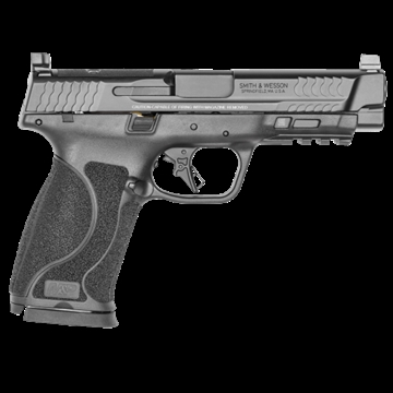 Picture of Smith & Wesson M&P M2.0, Striker Fired, Semi-automatic, Polymer Frame Pistol, Full Size, 10MM, 4.6" Barrel, Armornite Finish, Black, Optic Height White 3 Dot Sights, No Thumb Safety, 15 Rounds, Optics Ready Slide, 2 Magazines 13387