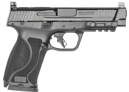 Picture of Smith & Wesson M&P M2.0, Striker Fired, Semi-automatic, Polymer Frame Pistol, Full Size, 10MM, 4.6" Barrel, Armornite Finish, Black, Optic Height White 3 Dot Sights, Thumb Safety, 15 Rounds, Optics Ready Slide, 2 Magazines 13388