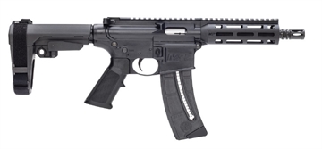 Picture of Smith & Wesson M&P15 Pistol 22 LR 8" Black Carbon Steel Barrel 25+1, Black SB Tactical SBA3 Adjustable Arm Brace Stock, Black Magpul MOE Grip, Manual Safety, Optics Ready 13321