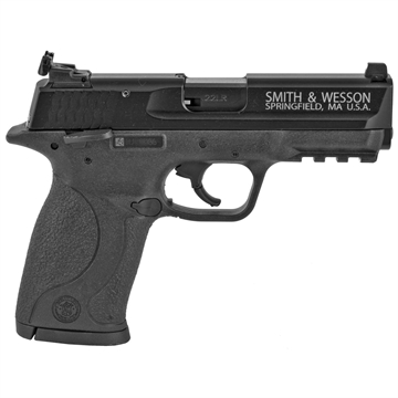 Picture of Smith & Wesson M&P 22 Compact Frame 22 LR 10+1, 3.60" Black Steel Barrel, Black Hard Coat Anodized Serrated Slide, Black Polymer Frame w/Picatinny Rail Frame & Grip, Ambidextrous, Thumb Safety 108390