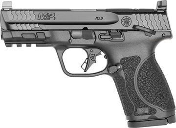 Picture of Smith & Wesson M&P M2.0, Striker Fired, Semi-automatic, Polymer Frame Pistol, Compact, 9MM, 4" Barrel, Armornite Finish, Black, Optic Height Sights, Optics Ready, Thumb Safety, Flat Face Trigger with Integrated Trigger Safety, 15 Rounds, 2 Magazines 13568