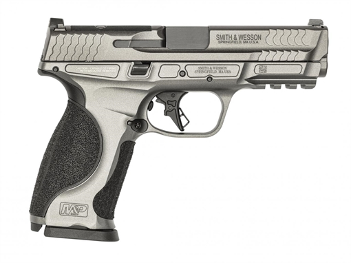 Picture of Smith & Wesson M&P9 M2.0 Metal, Striker Fired, Semi-automatic, Aluminum Frame Pistol, Full Size, 9MM, 4.25" Barrel, Cerakote Finish, Tungsten Gray, Fixed Sights, No Manual Safety, Interchangeable Grip Inserts, Optics Ready, 10 Rounds, 2 Magazines 14161