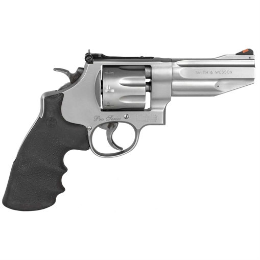 Picture of Smith & Wesson Model 627 Performance Center, Pro Series, Double/Single Action, Metal Frame Revolver, N-Frame, 357 Magnum, 4" Barrel, Stainless Finish, Matte Stainless Finish, Rubber Grips, Adjustable Rear Sight, 8 Rounds, Fired Case 178014 022188780147