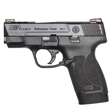 Picture of Smith & Wesson Shield M2.0, Performance Center, Semi-automatic, Striker Fired, Micro-Compact, 45 ACP, 3.3" Ported Barrel, Armornite Finish, Black, HiViz Fiber Optic Sights, No Thumb Safety, 2 Magazines, (1) 6-Round and (1) 7-Round, Performance Center Tuned Action 12473