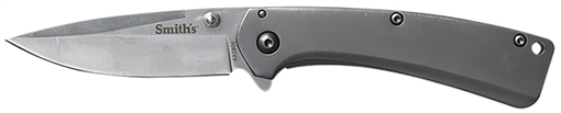 Picture of Smiths Products Furrow 2.90" Folding Drop Point Plain Satin Titanium Coated Stainless Steel Blade/Stainless Steel Handle Includes Pocket Clip 51008