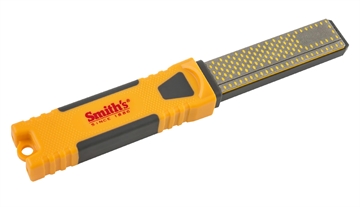 Picture of Smiths Products Diamond Combination Sharpener Hand Held 4" Fine, Coarse Diamond Sharpener Rubber Handle Yellow DCS4