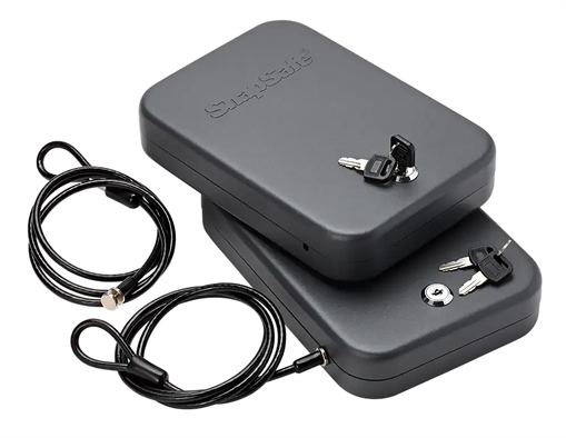 Picture of SnapSafe Lock Box, Large, 9.5" x 6.5" x 1.75", 2 Pack, Keyed Alike, 16 Gauge Steel, Cable Included, Black Finish 75201