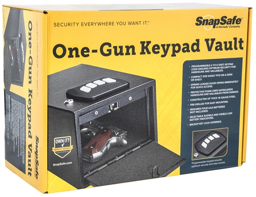 Picture of SnapSafe SnapSafe Keypad Vault Keypad/Key Entry Black Holds 1 Handgun Steel 75433