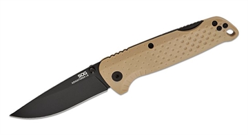 Picture of SOG SOG Adventurer LB Lockback Folding Knife 3"" Black PVD Drop Point Blade, FDE Flat Dark Earth GRN Handles 13-11-05-43