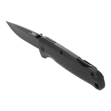 Picture of SOG Knives & Tools Adventurer, Folding Knife, 3 Drop Point Straight Edge, Glass Reinforced Nylon Handle, Cryo 5CR15MOV Steel, Titanium Nitride Finish, Black SOG-13-11-01-43 SOG13110143