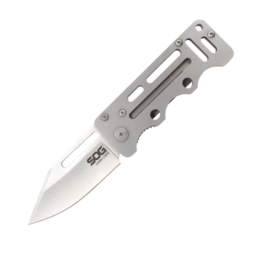 Picture of SOG Knives & Tools Cash Card, Folding Knife, 2.75" Clip Point Straight Edge, Silver Stainless Steel Handle, 8Cr13MoV Steel, Satin Finish, Silver SOG-EZ1-CP SOGEZ1CP