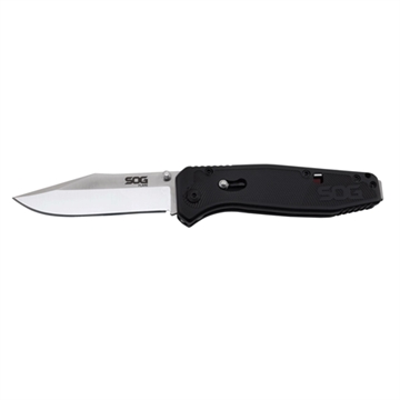 Picture of S.O.G Flare 3.50" Folding Plain Clip Point Satin Polished/Black GRN Handle SOGFLA1001CP