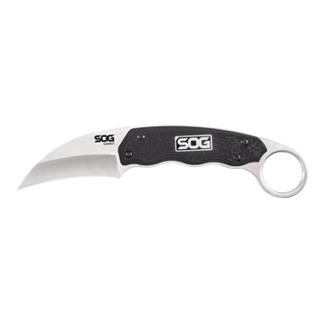 Picture of SOG Knives & Tools Gambit, Fixed Blade Knife, 2.58" Straight Edge Sheepsfoot, Black Glass-Reinforced Nylon Handle, 7Cr17MoV Stainless Steel, Satin Finish, Black, Hard Molded Nylon Sheath SOG-GB1001-CP SOGGB1001CP