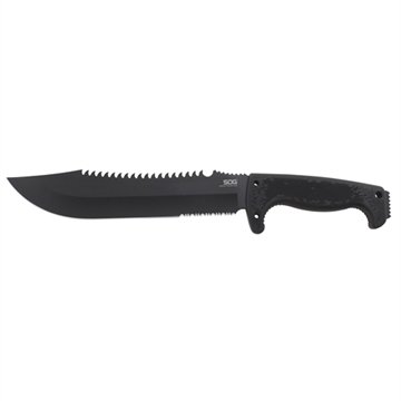 Picture of SOG Knives & Tools Fusion, Jungle Primitive, 9.5" Partially Serrated Clip Point, Black Glass Reinforced Nylon Handle, 8Cr13MoV Steel, Hardcased Finish, Black, Includes Nylon Sheath SOG-F03TN-CP SOGF03TNCP