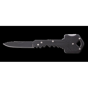 Picture of SOG Knives & Tools Folding Key Folding Knife, 1.5" Straight Edge DropPoint, Black Stainless Steel Handle, 420J2 Steel, Satin Finish, Black SOG-KEY-101 SOGKEY101