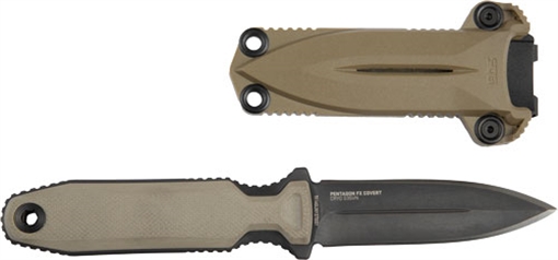 Picture of S.O.G Pentagon FX Covert 3.41" Fixed Spear Point Plain Black Titanium Nitride Cryo CPM S35VN Blade/G10 Flat Dark Earth Handle SOG17610457