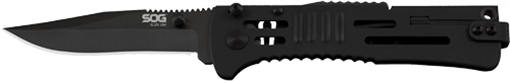 Picture of SOG Knives & Tools SlimJim, 3.18" Folding Knife, Clip Point Straight Edge, Bead Blasted Stainless Steel Handle, AUS 8 Steel, Hardcased Black Finish, Black SOG-SJ32-CP SOGSJ32CP